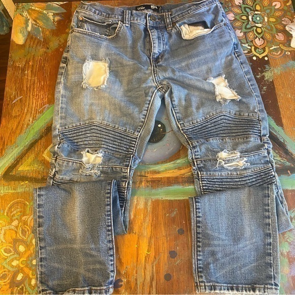 Really Clean RSQ London Skinny Jeans Mens Denim Blue Distressed Stretch … - Picture 1 of 7